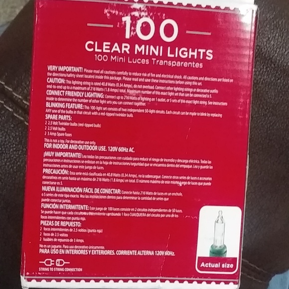 Holiday Time 100 Clear Mini Lights w/green wire. 23 ft L - Picture 3 of 3